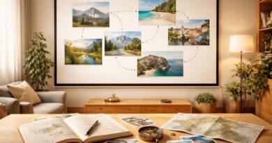 découvrez notre carnet de voyage interactif avec les étapes projetées sur écran de projection, idéal pour préparer votre aventure avant le départ.