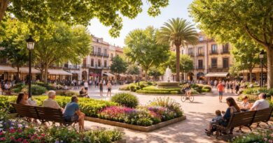 découvrez la plaza duquesa de parcent, un havre de verdure au centre de l'animation urbaine, idéal pour une pause détente en pleine ville.