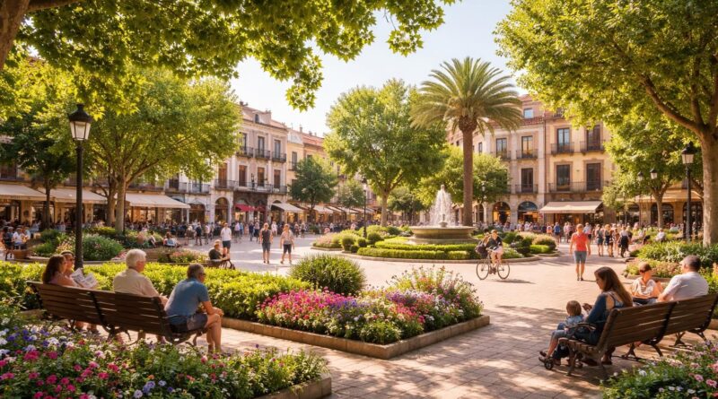 découvrez la plaza duquesa de parcent, un havre de verdure au centre de l'animation urbaine, idéal pour une pause détente en pleine ville.