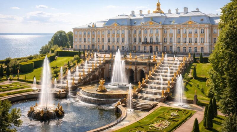 découvrez peterhof petrodvorets, un joyau architectural situé au bord de la mer, célèbre pour ses magnifiques palais, ses jardins somptueux et ses fontaines impressionnantes.