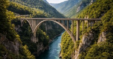 découvrez le pont de durđevića tara, un site emblématique offrant un panorama spectaculaire sur les impressionnantes gorges de la tara, un incontournable pour les amoureux de la nature et de l'aventure.