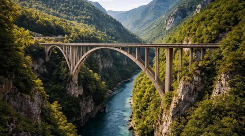 découvrez le pont de durđevića tara, un site emblématique offrant un panorama spectaculaire sur les impressionnantes gorges de la tara, un incontournable pour les amoureux de la nature et de l'aventure.