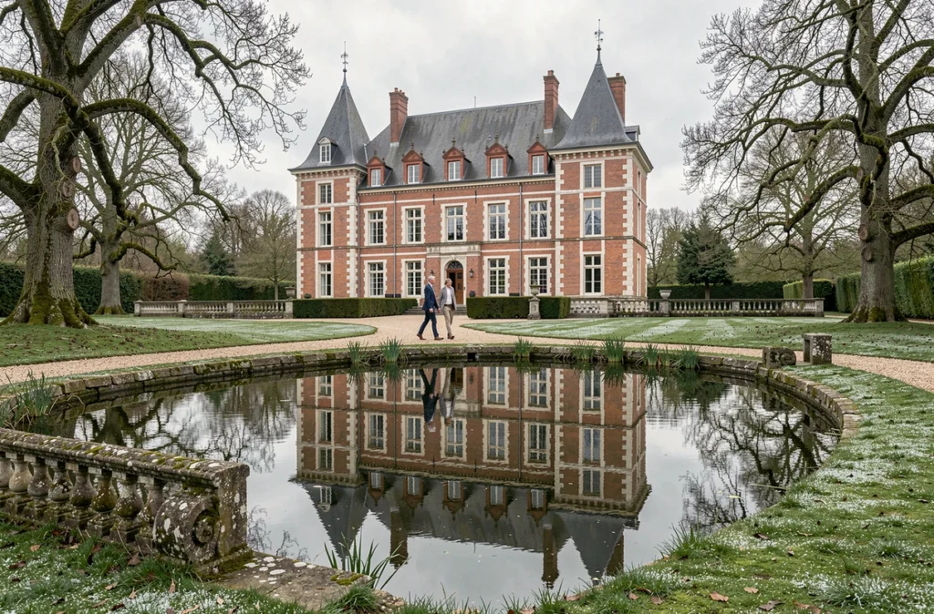 Façade du Najeti Hôtel Château Cléry à Hesdin-l'Abbé, manoir flamand avec spa entouré d'un parc arboré